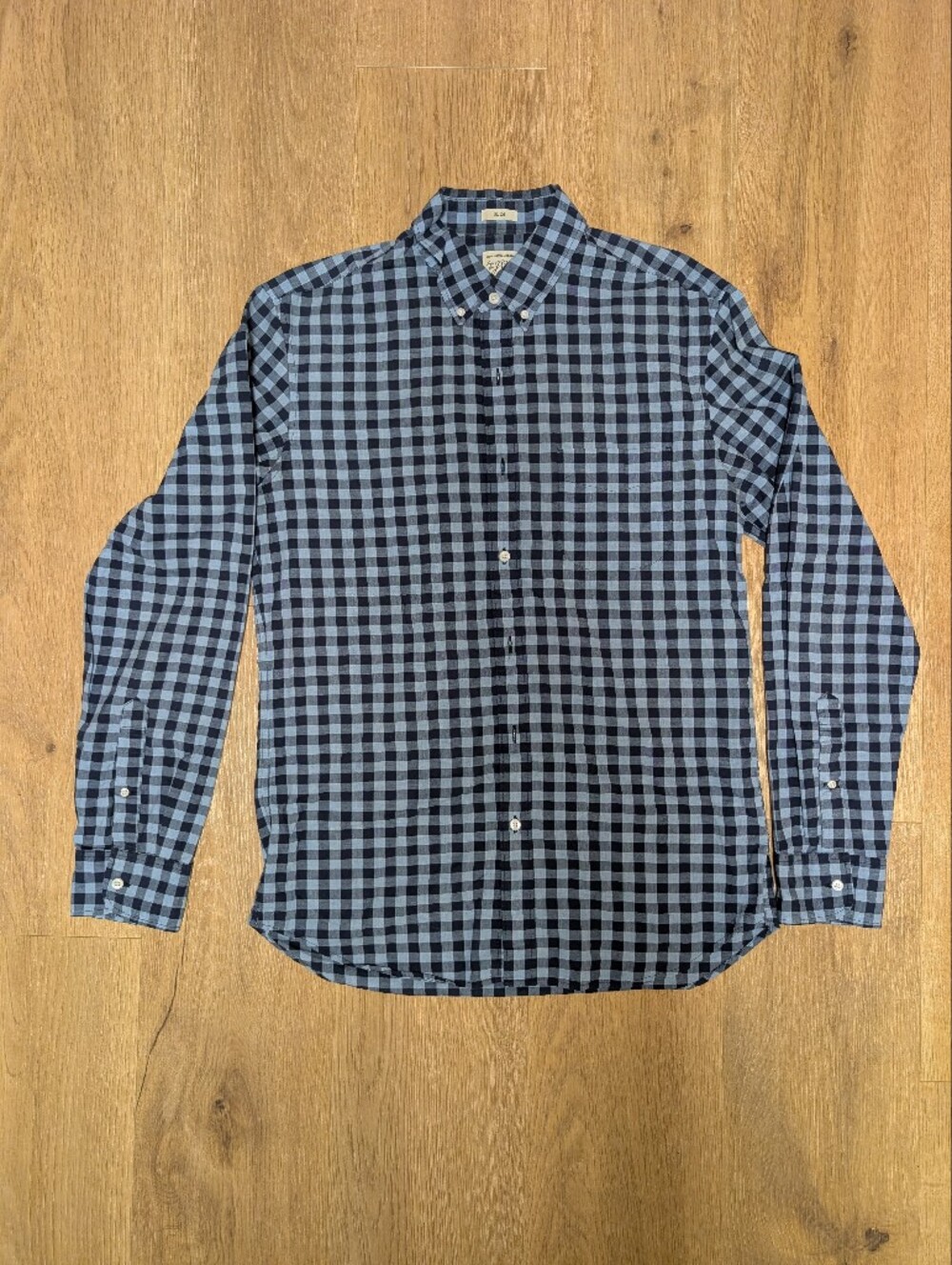 J.Crew Men's Slim Fit Blue/Navy Gingham Button-Down Shirt M